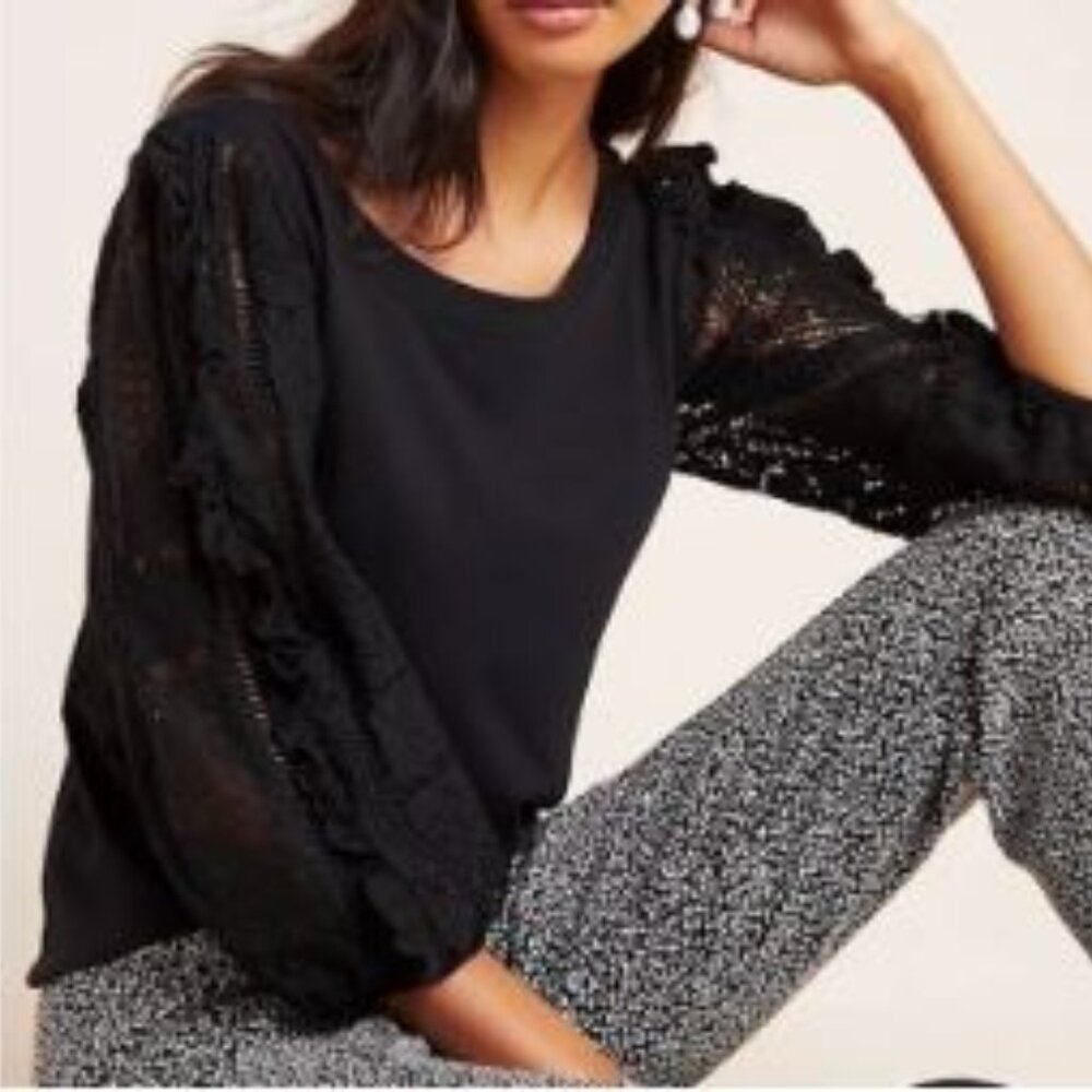 Anthropologie Nina lace Sleeve Top Size XS Loganberry color (Magenta Purple)